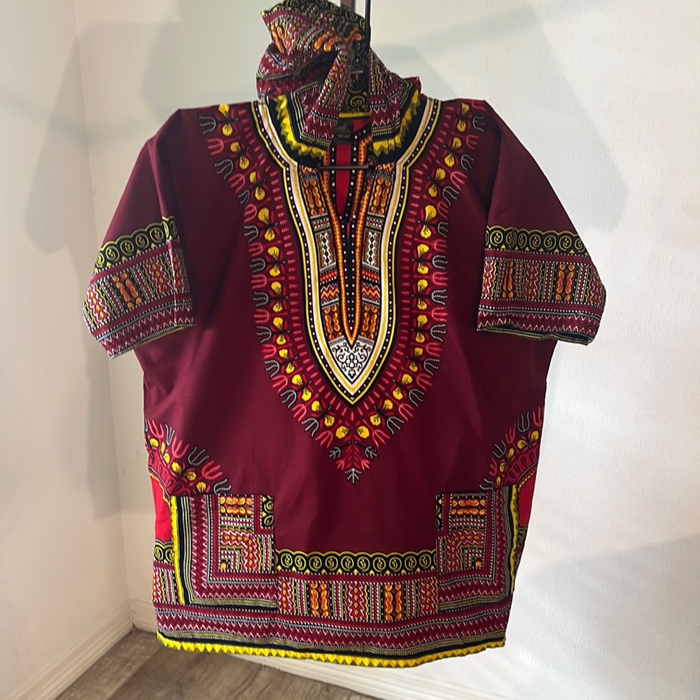 African Cherry Dashiki hoodie T.I.A one size